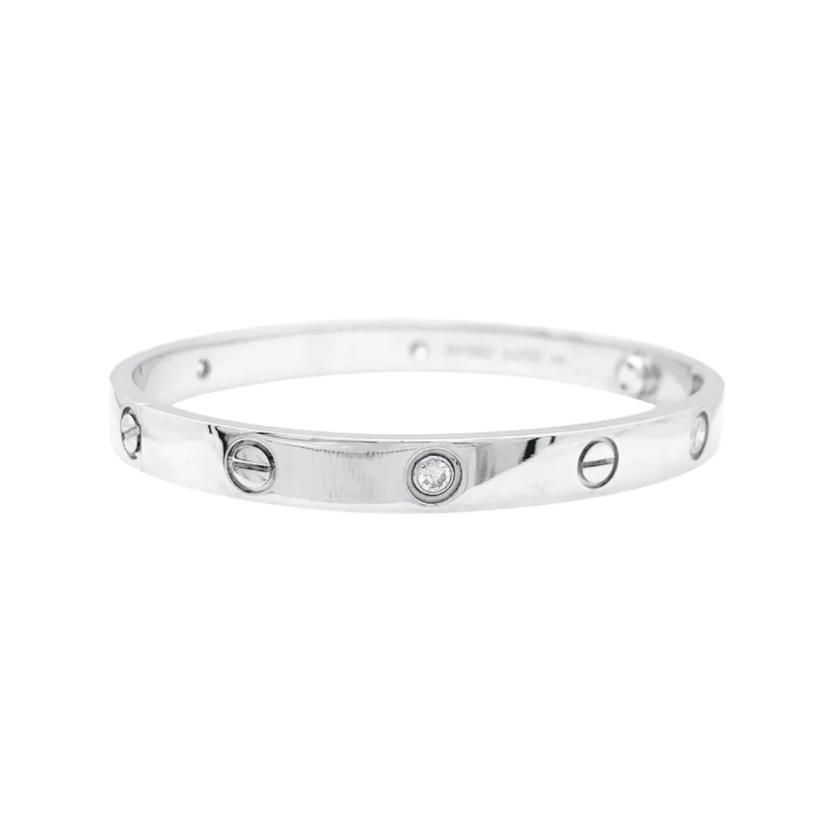 Bracelet Cartier, "Love" en or blanc et diamants. - Image 4