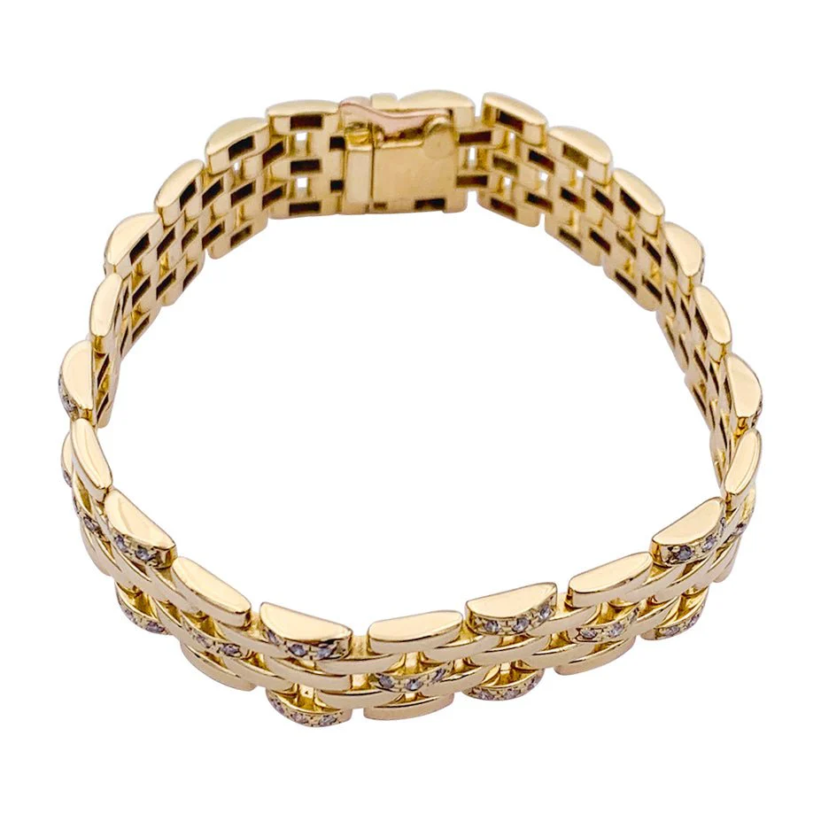 Bracelet CARTIER "Maillon Panthère" en or jaune et diamants. - Image 3