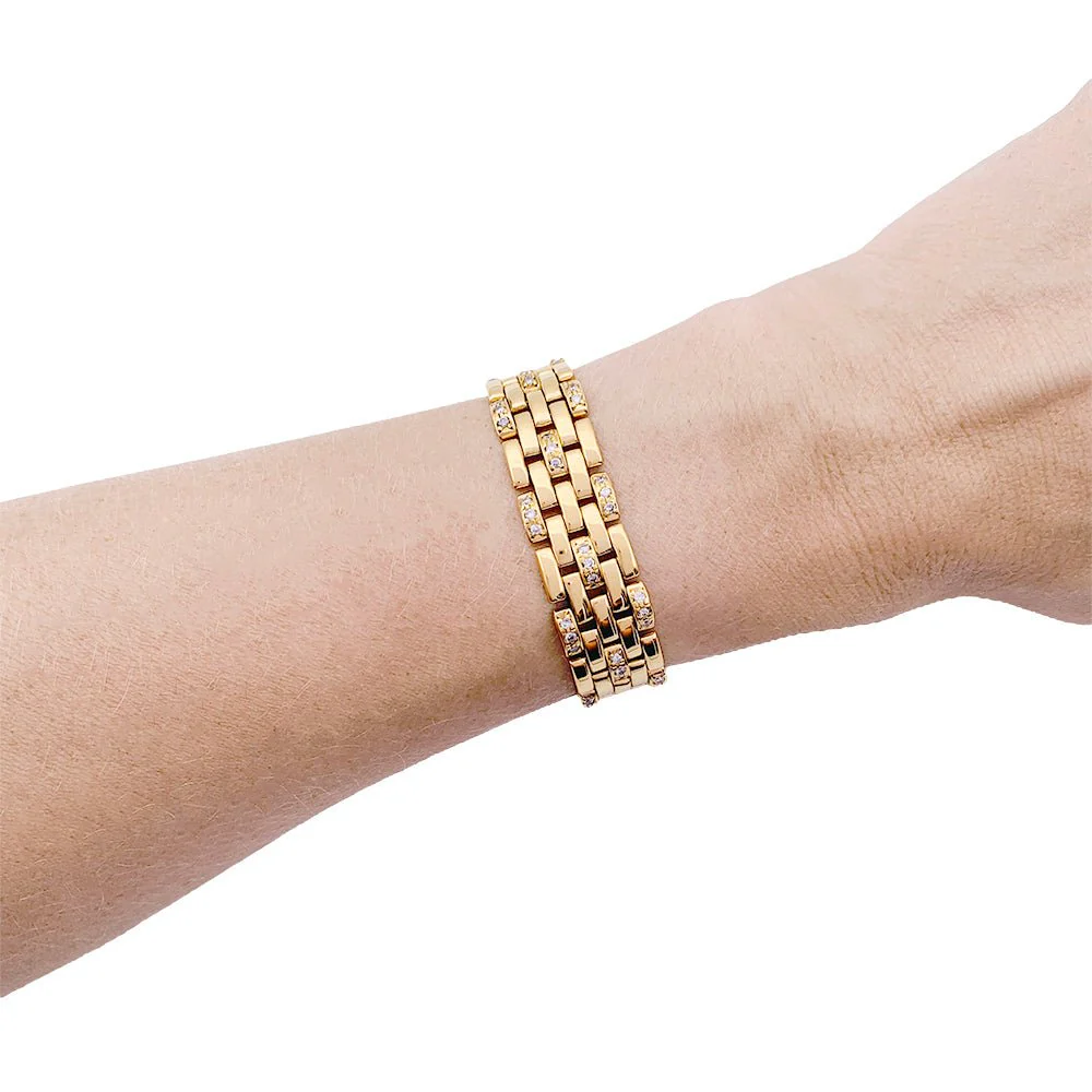 Bracelet CARTIER "Maillon Panthère" en or jaune et diamants. - Image 7
