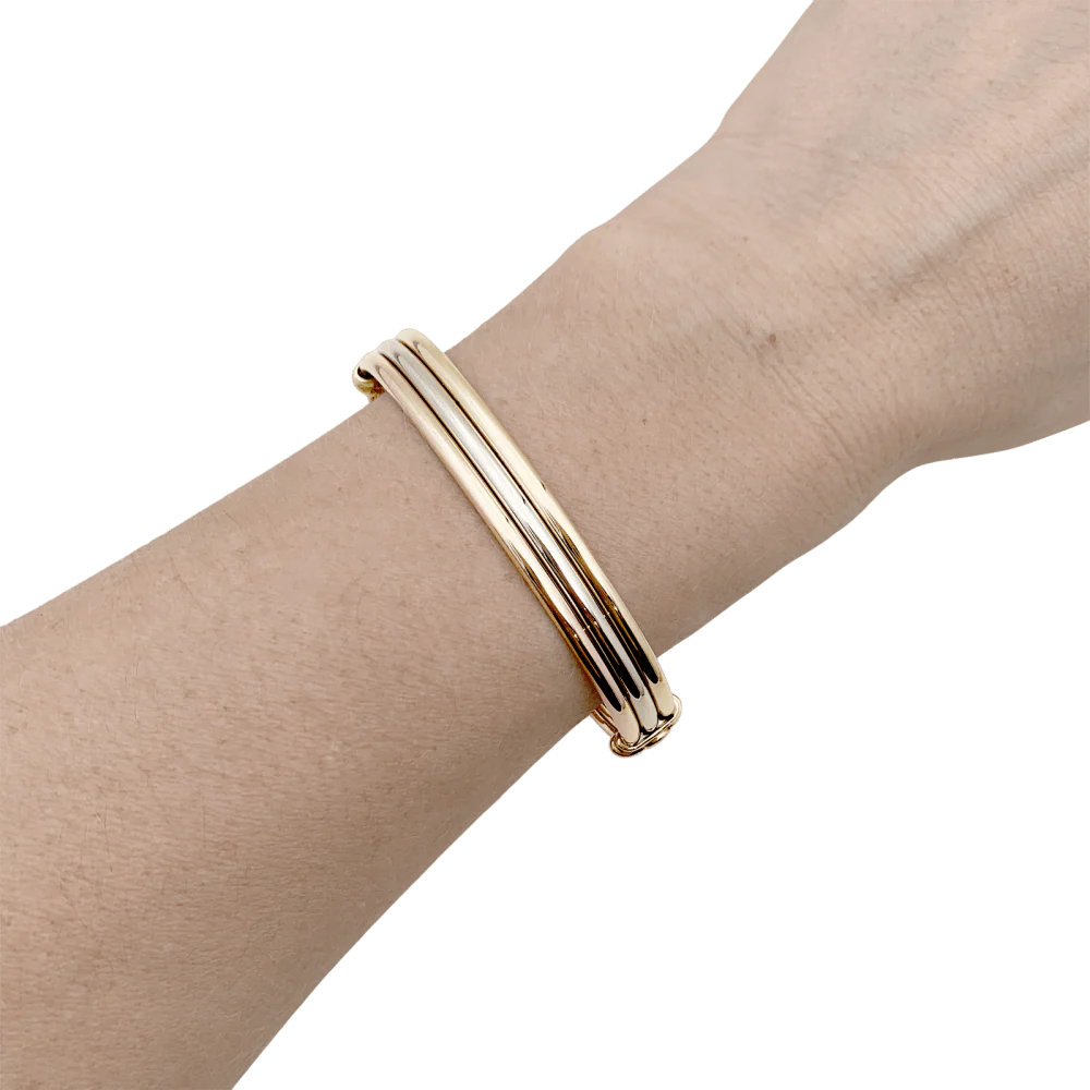 Bracelet Jonc CARTIER "Vétéran" en or jaune, or blanc et or rose - Image 2
