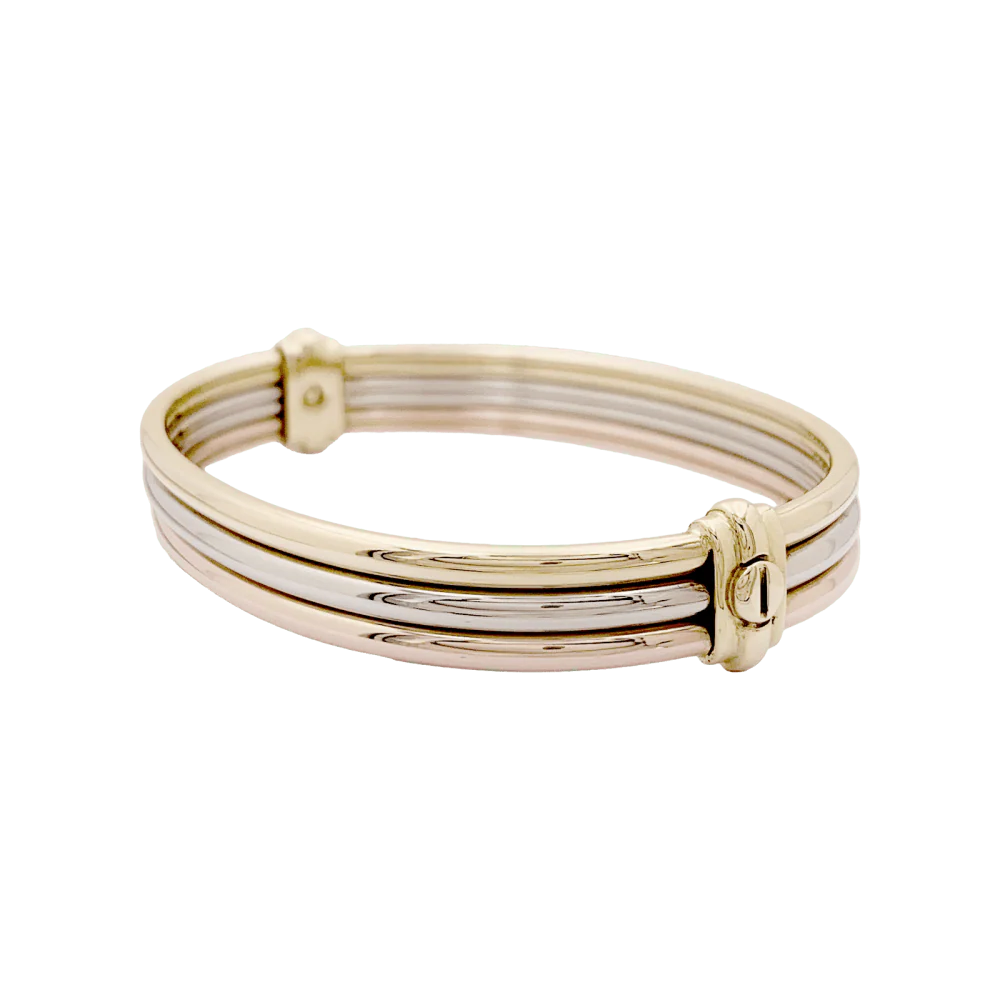 Bracelet Jonc CARTIER "Vétéran" en or jaune, or blanc et or rose - Image 3