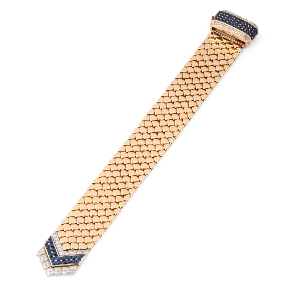 Bracelet Ceinture BOUCHERON en or jaune, saphirs et diamants - Image 3