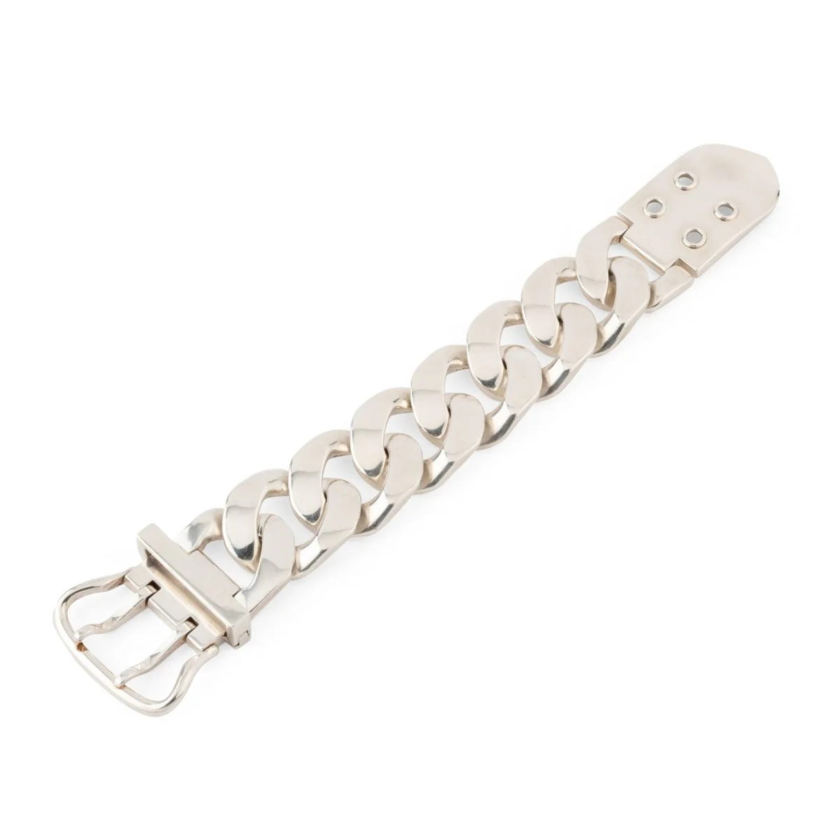 Bracelet Ceinture HERMÈS "Boucle Sellier" TGM en argent