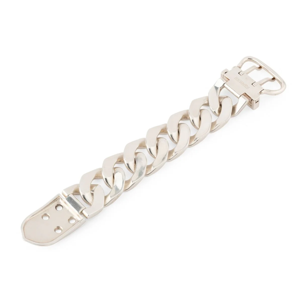 Bracelet Ceinture HERMÈS "Boucle Sellier" TGM en argent - Image 3