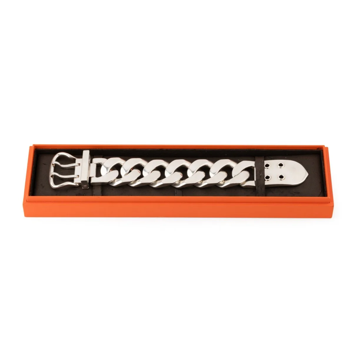 Bracelet Ceinture HERMÈS "Boucle Sellier" TGM en argent - Image 4