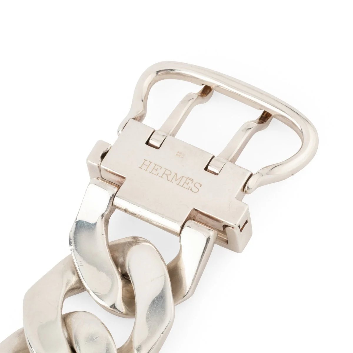 Bracelet Ceinture HERMÈS "Boucle Sellier" TGM en argent - Image 6