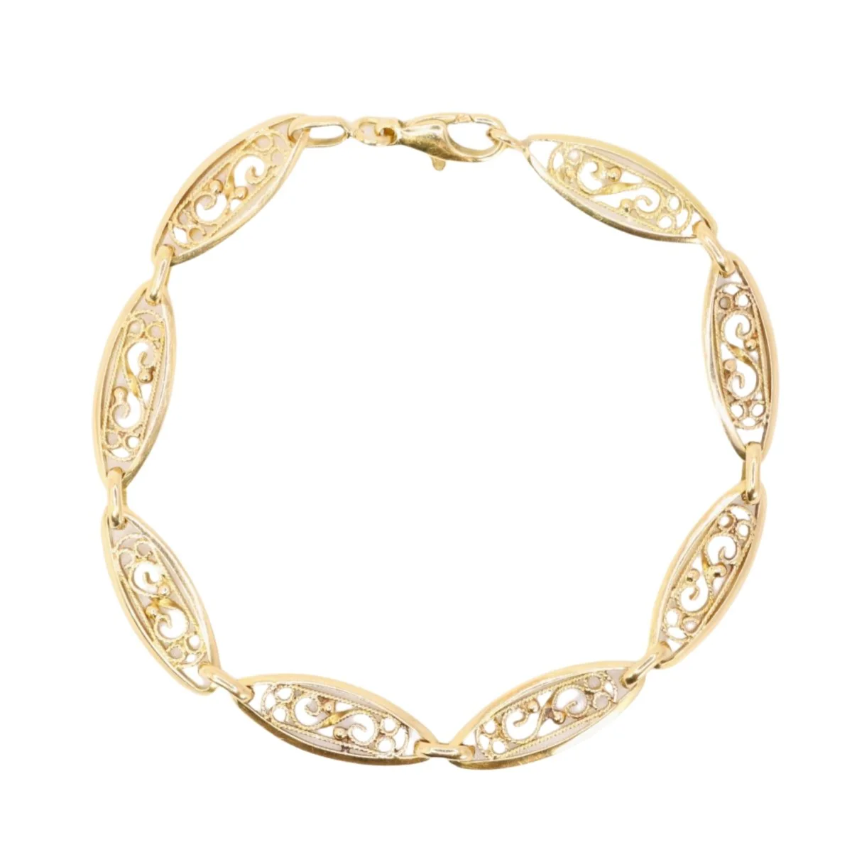 Bracelet chaîne maille filigrane or jaune