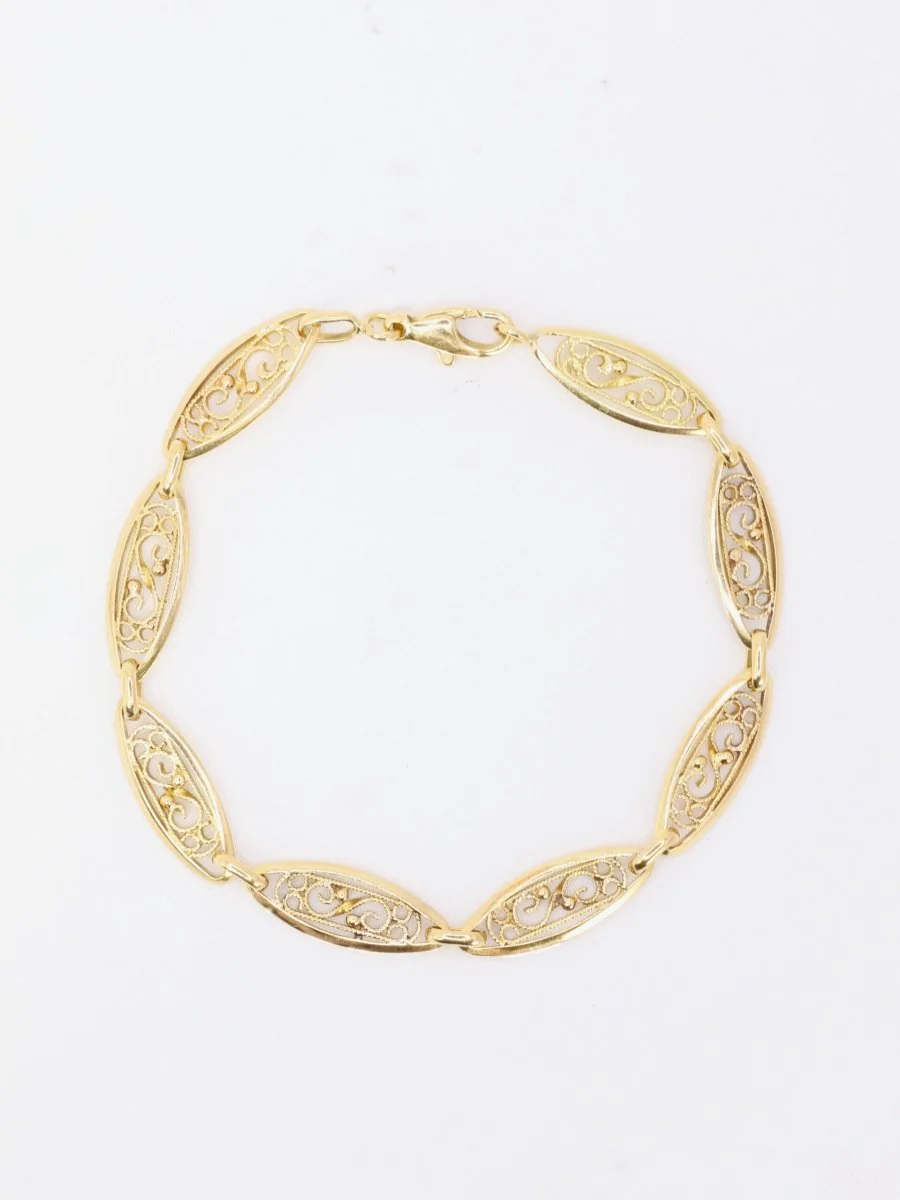 Bracelet chaîne maille filigrane or jaune - Image 3
