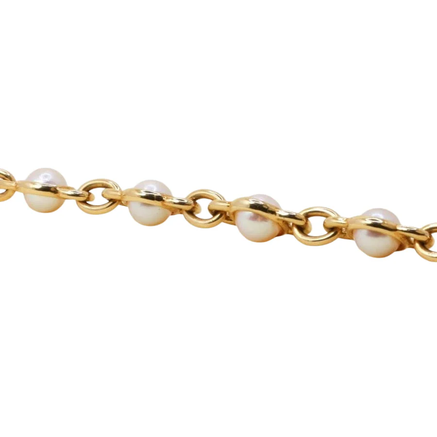 Bracelet Maille vintage or jaune perles Akoya - Image 3