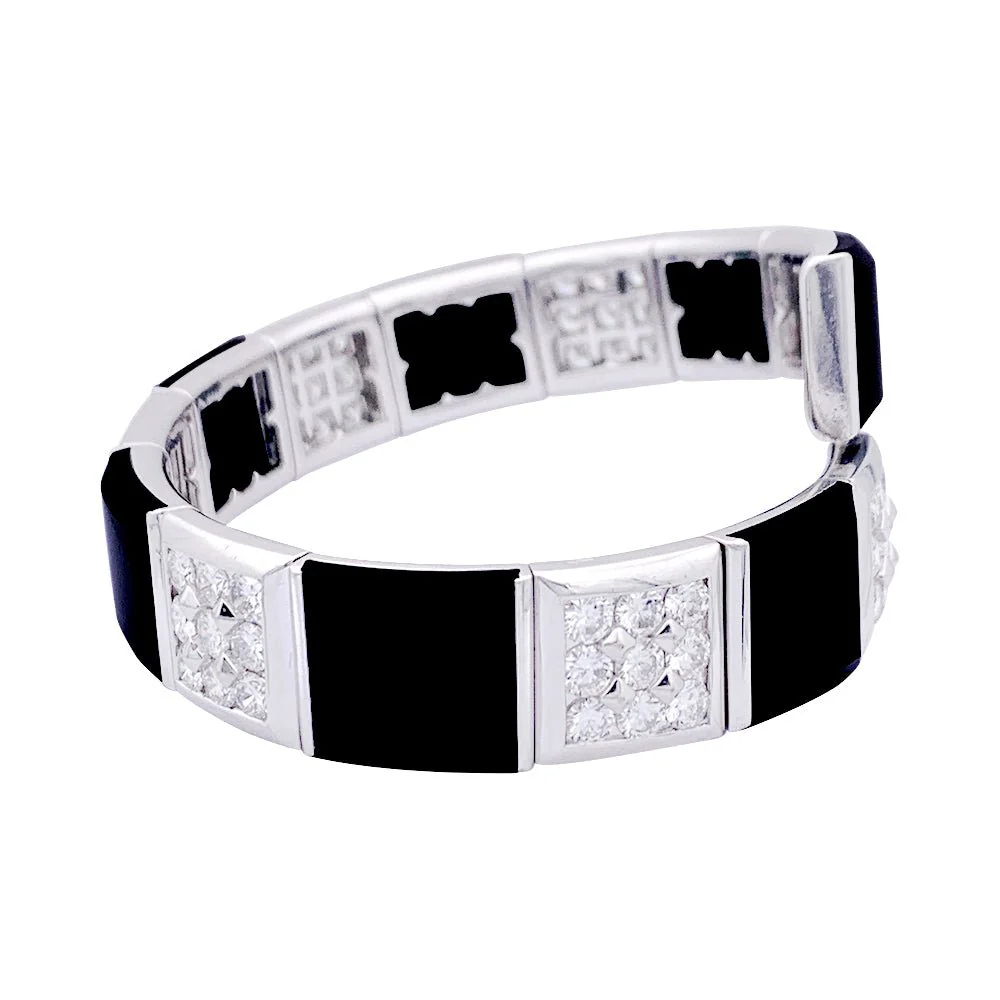 Bracelet CHANEL, "Harmonie", or blanc, diamants et onyx - Image 3