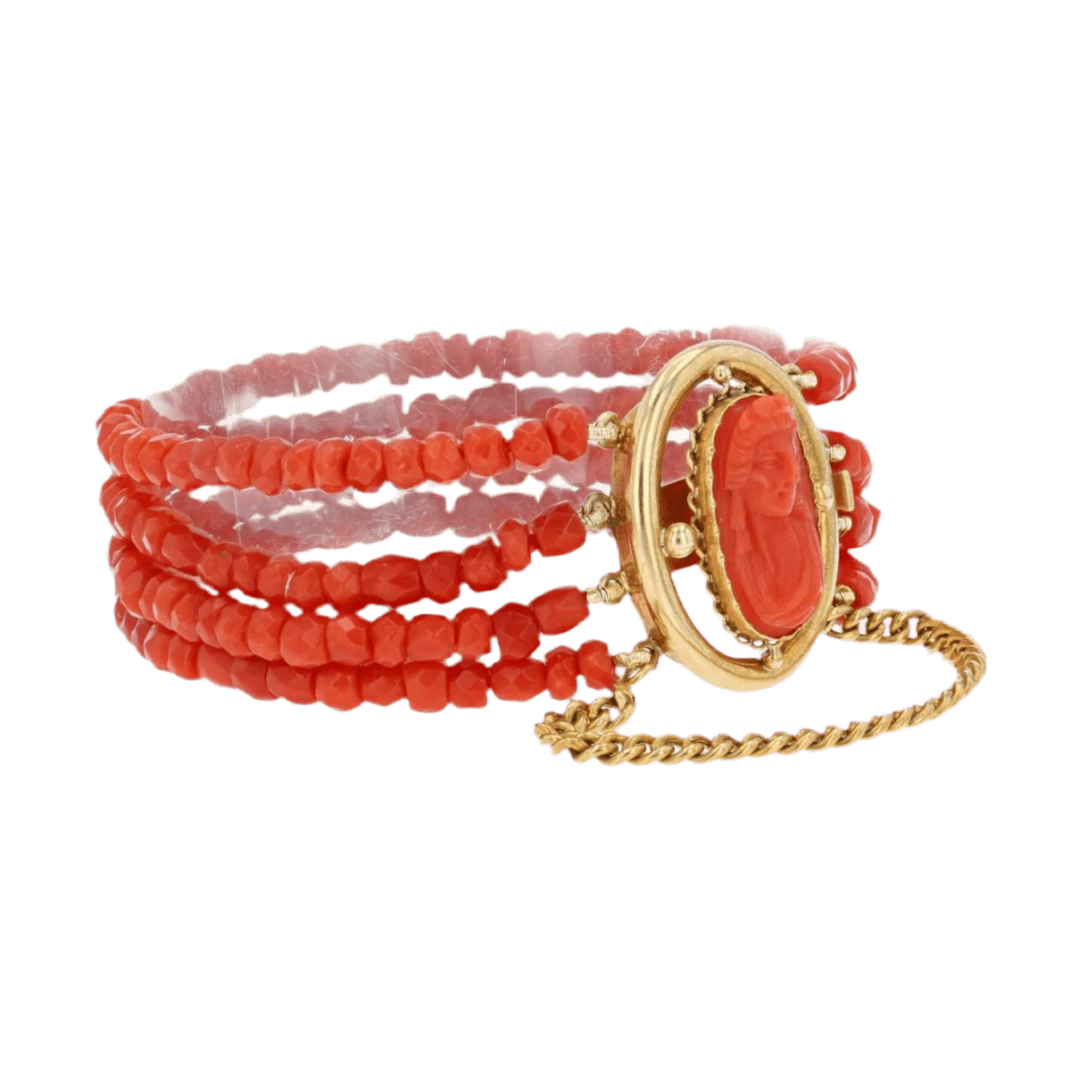Bracelet Breloque en or jaune et corail