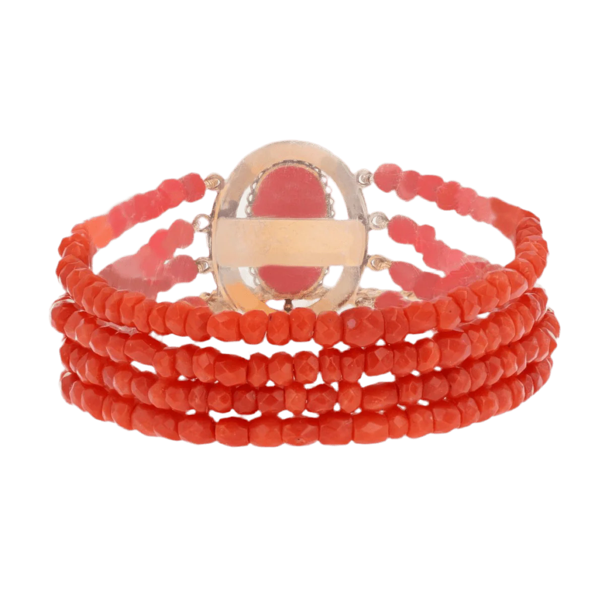 Bracelet Breloque en or jaune et corail - Image 3