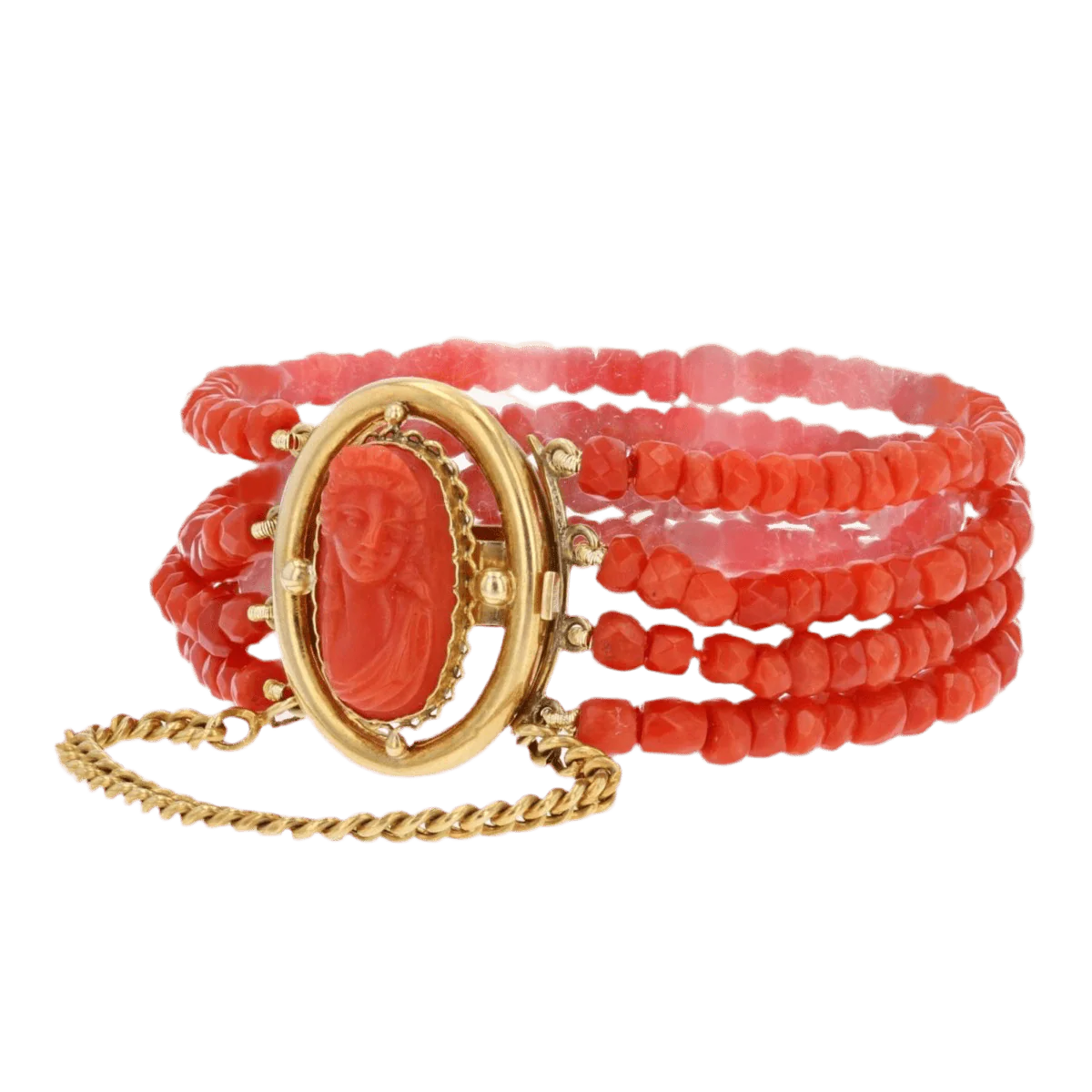 Bracelet Breloque en or jaune et corail - Image 4