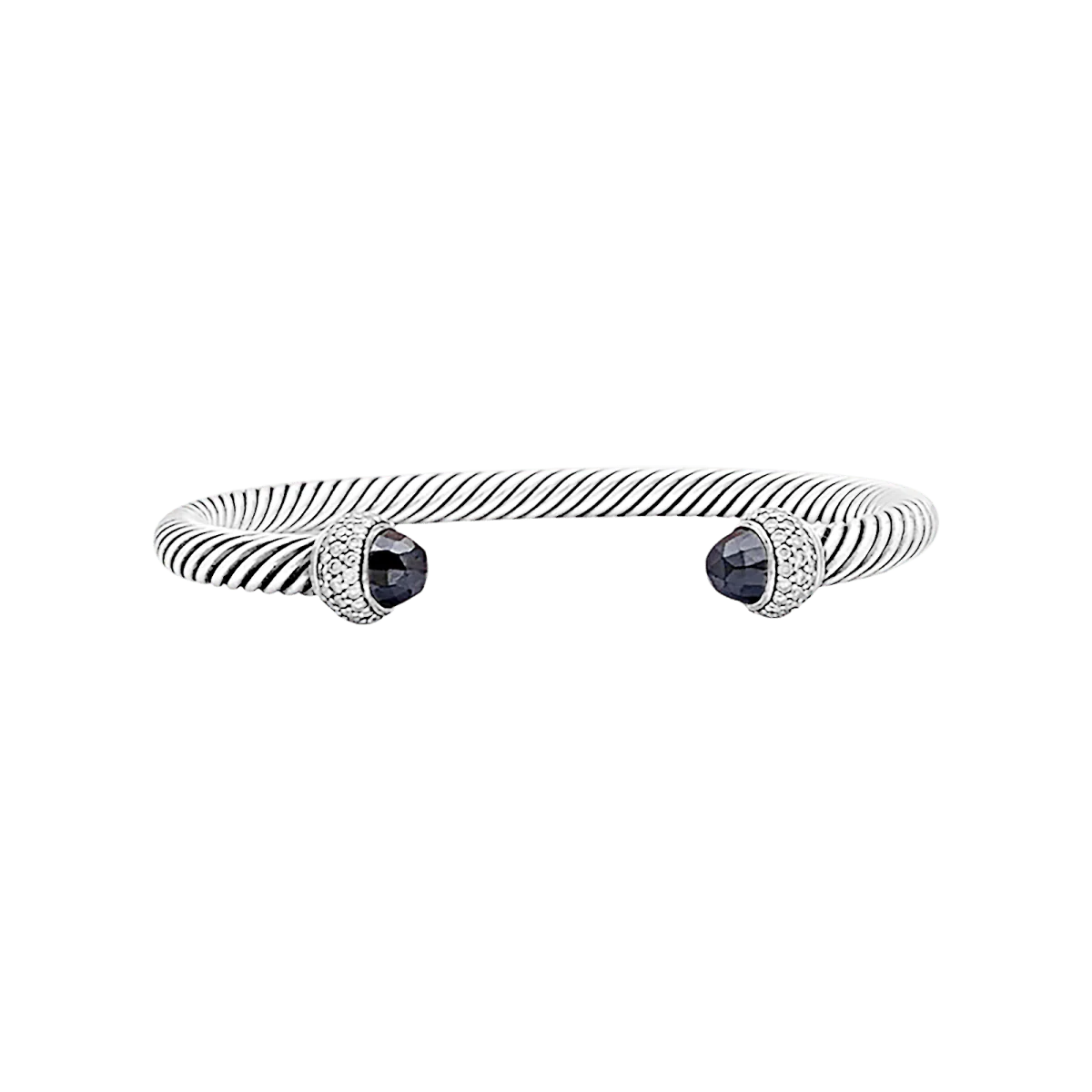 Bracelet Jonc DAVID YURMAN "Cable Classic" en argent, hématites et diamants