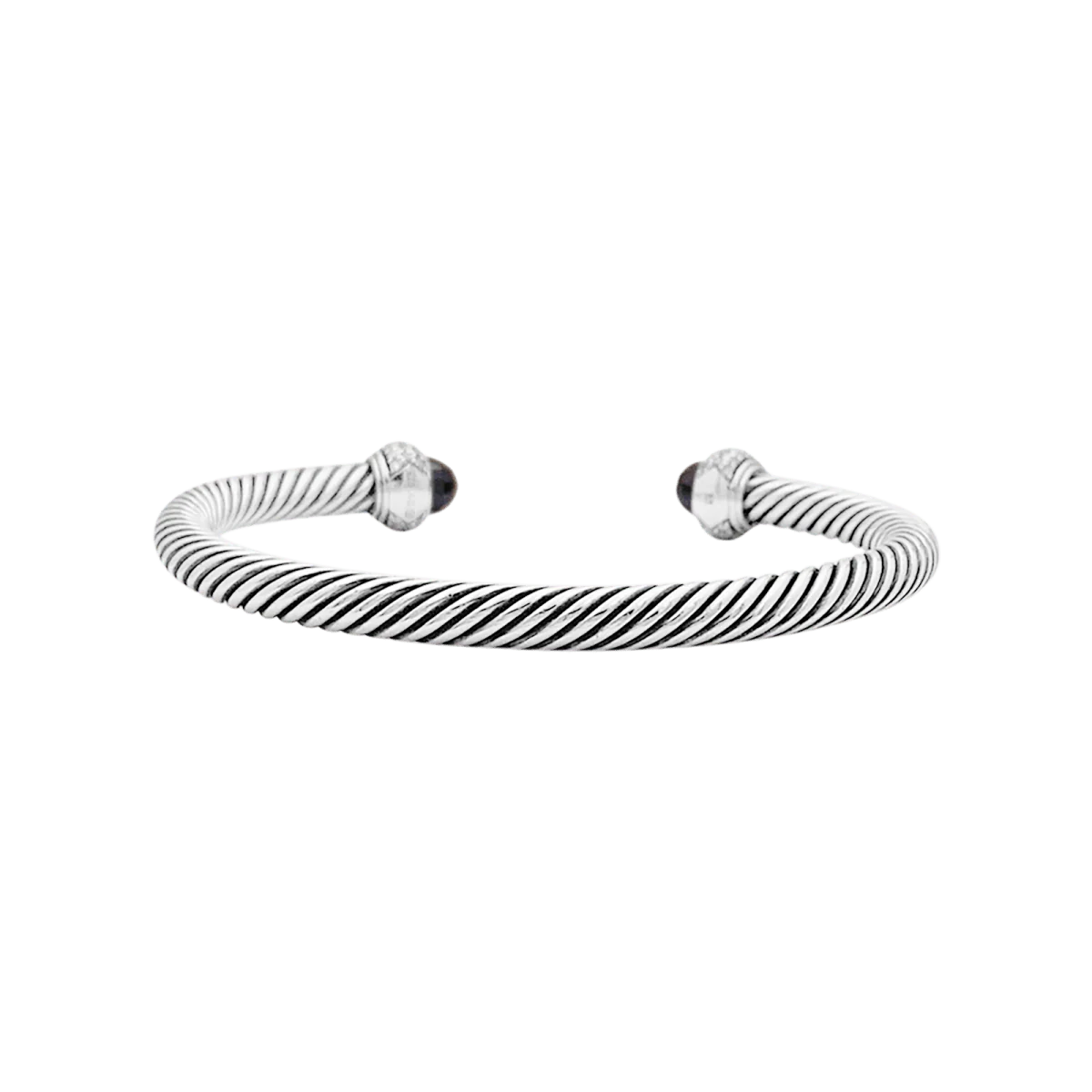 Bracelet Jonc DAVID YURMAN "Cable Classic" en argent, hématites et diamants - Image 4