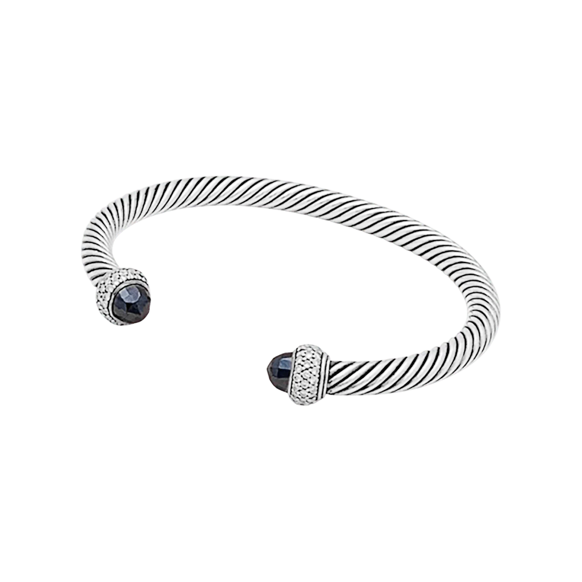 Bracelet Jonc DAVID YURMAN "Cable Classic" en argent, hématites et diamants - Image 5