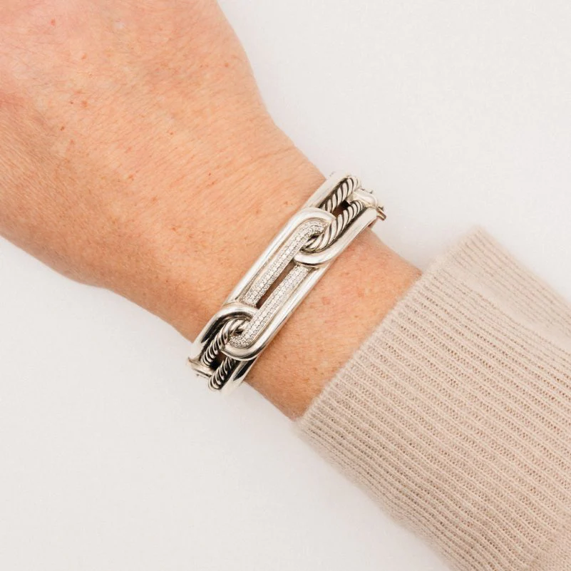 Bracelet DAVID YURMAN "Labyrinthe" en argent et diamants - Image 2