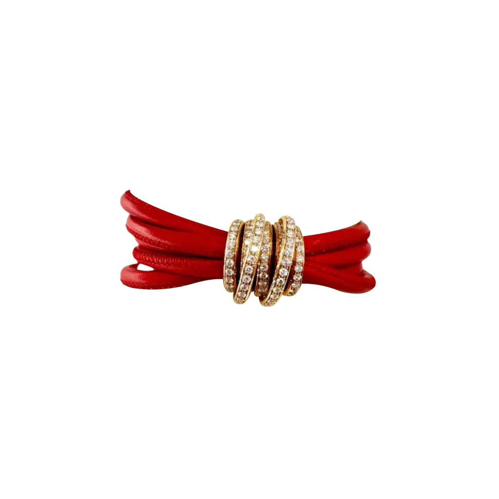 Bracelet DE GRISOGONO en or blanc, or rose, cuir et diamants