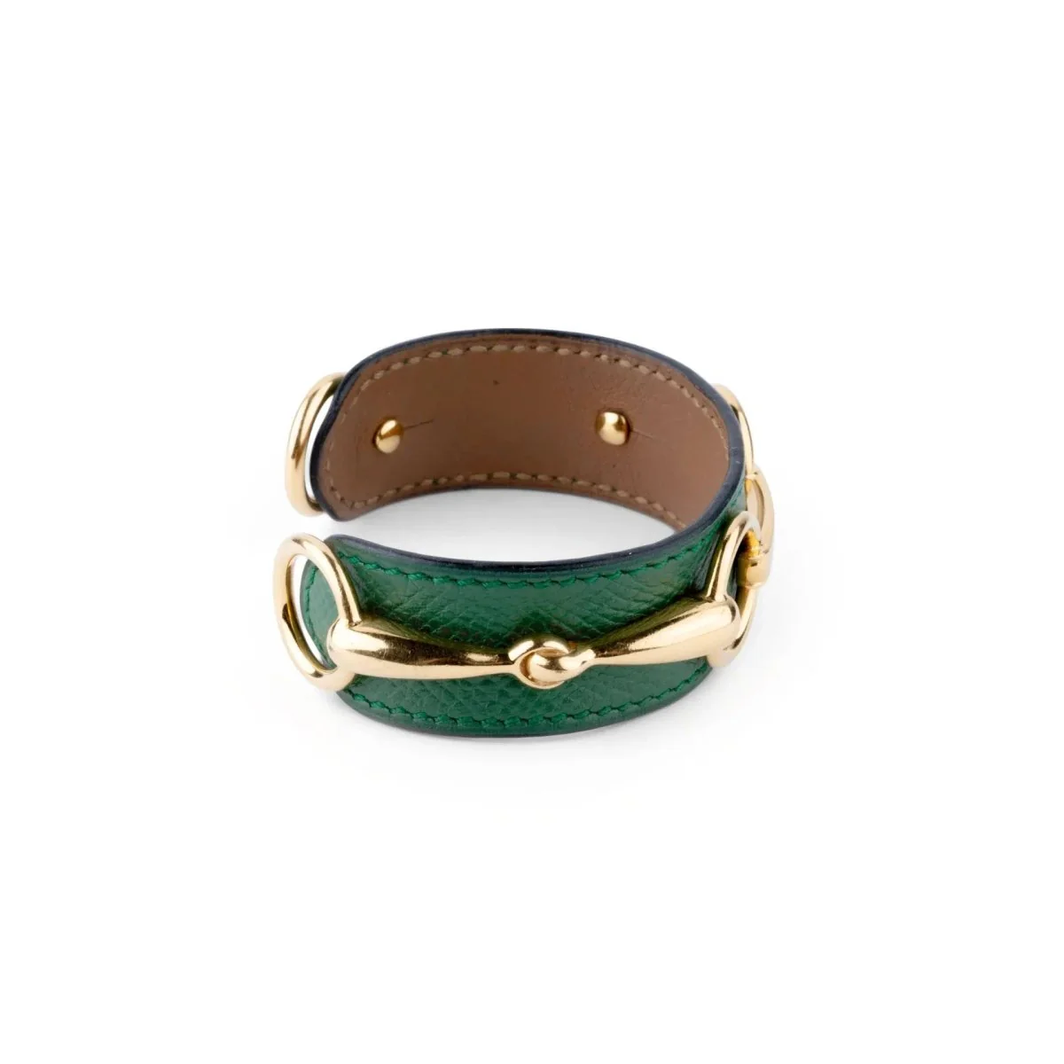 Bracelet de la maison Hermès en cuir et métal doré - Image 3