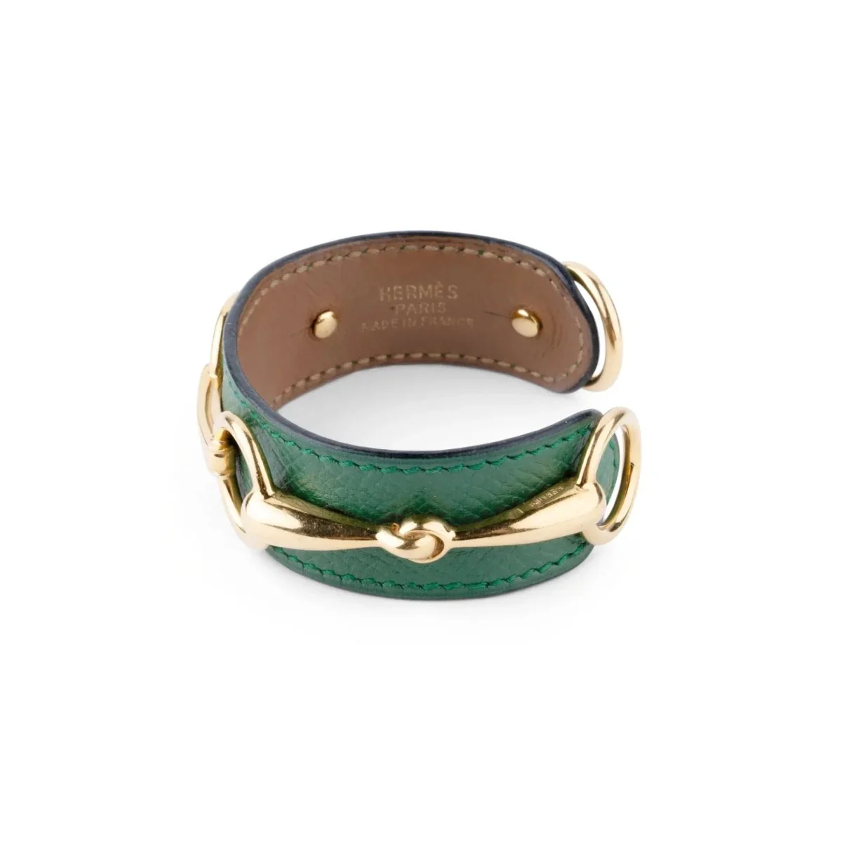 Bracelet de la maison Hermès en cuir et métal doré - Image 5