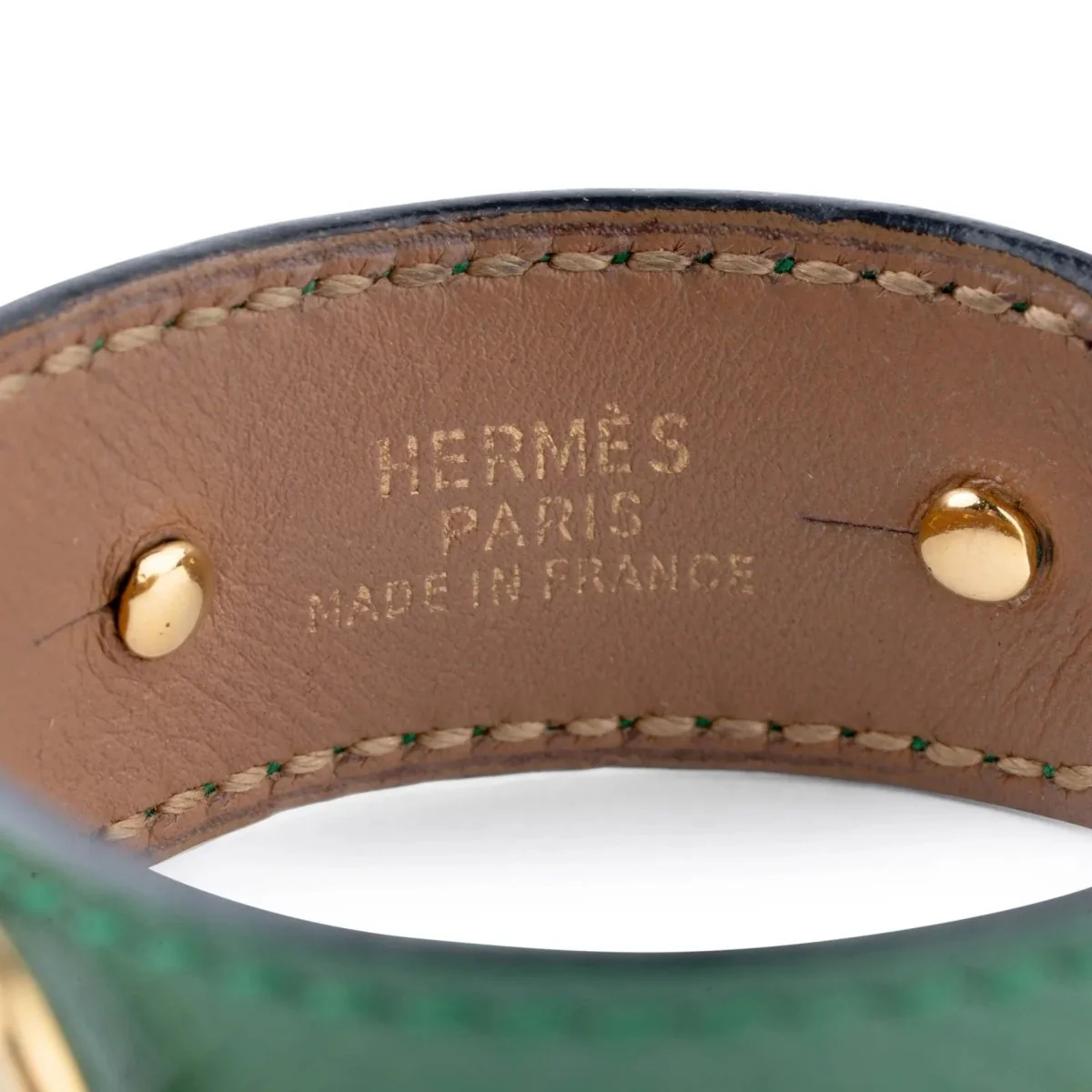 Bracelet de la maison Hermès en cuir et métal doré - Image 6