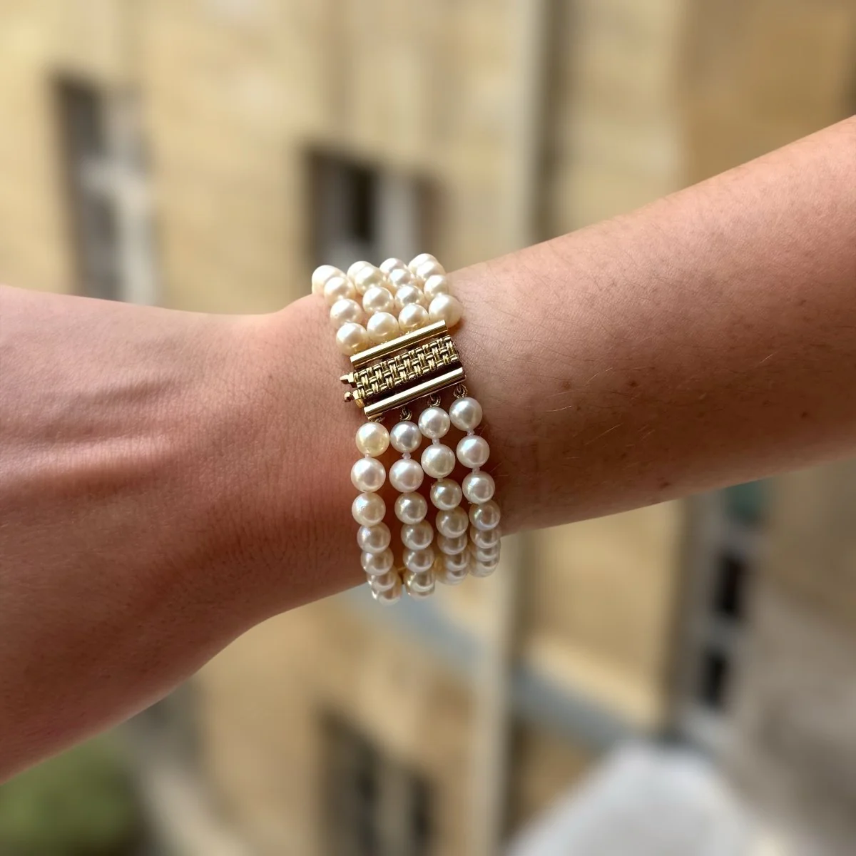 Bracelet en or jaune et perles de culture Akoya - Image 7