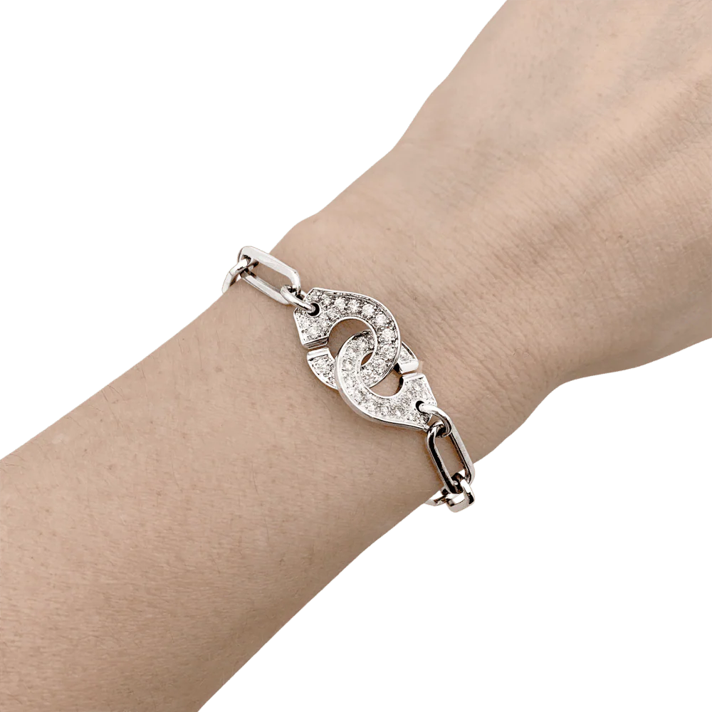 Bracelet Maille DINH VAN "Menottes R.15" en or blanc et diamants - Image 2