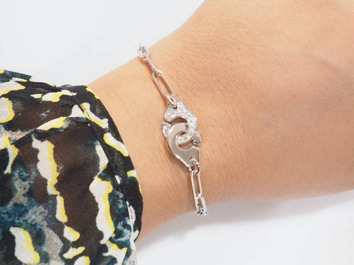 Bracelet DINH VAN Menottes R12 en or blanc et diamants - Image 2