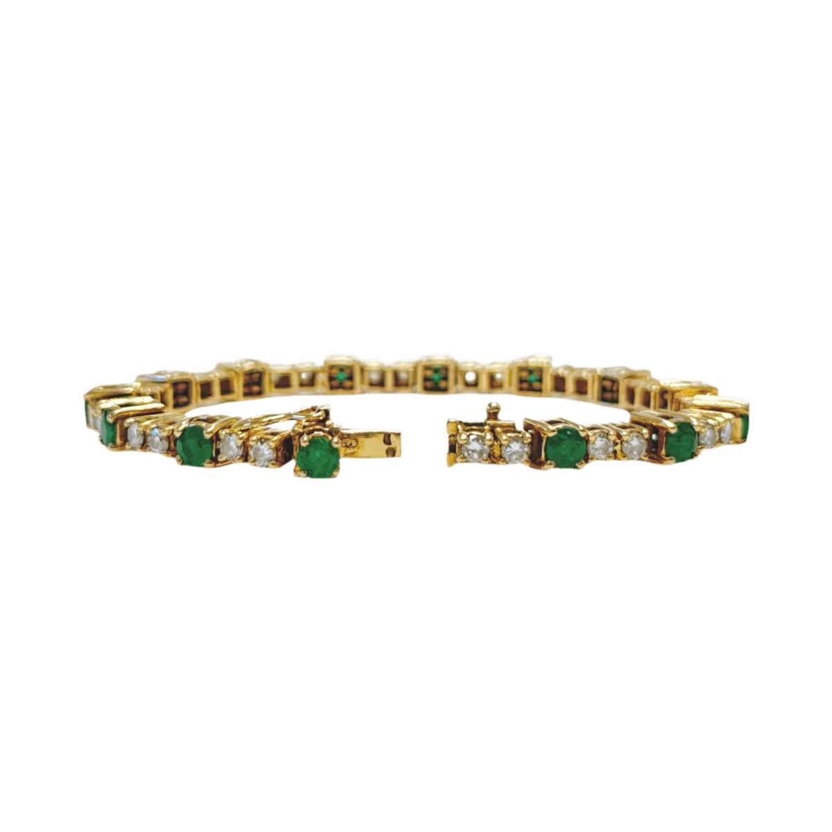 Bracelet Ligne en or jaune, émeraudes et diamants - Image 3