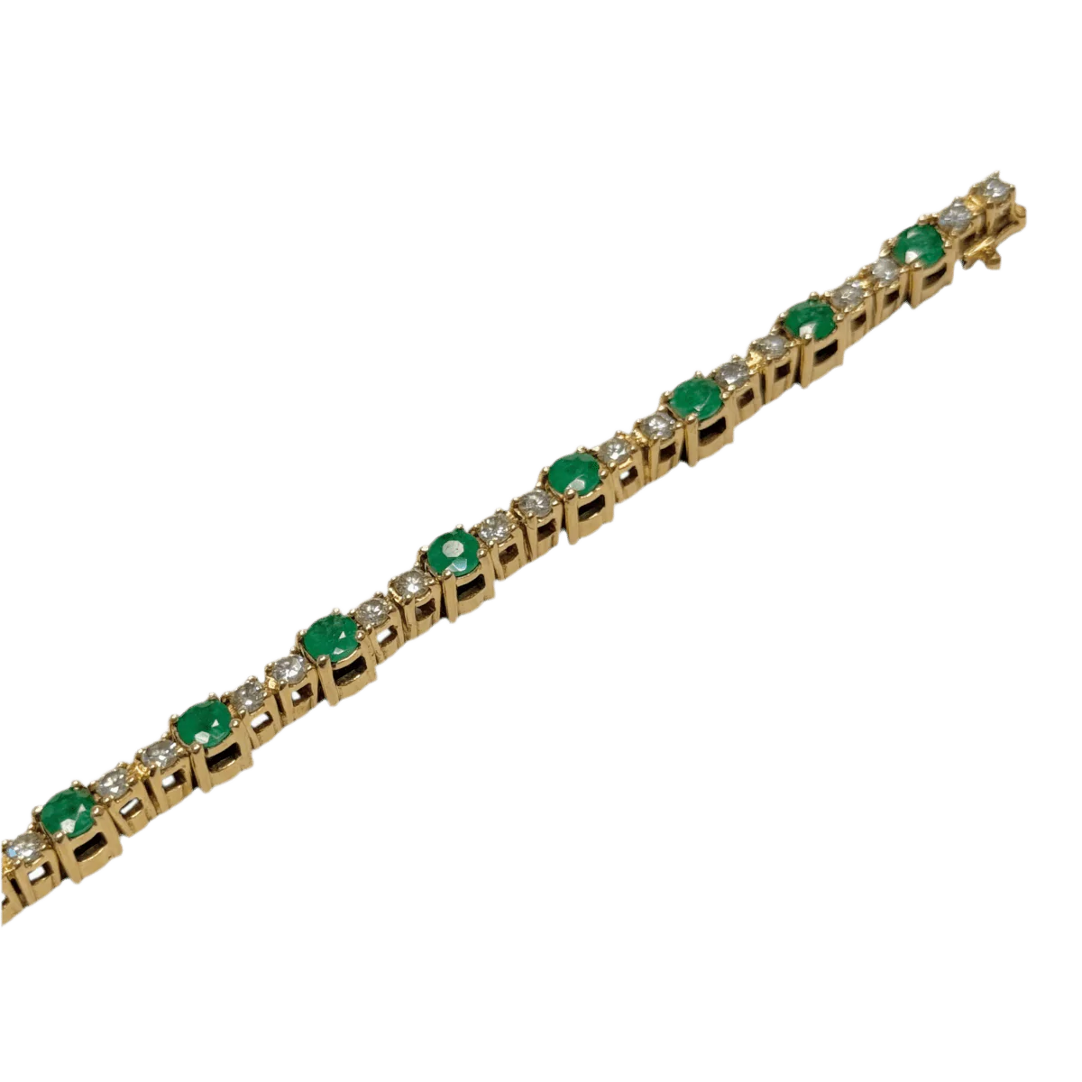 Bracelet Ligne en or jaune, émeraudes et diamants - Image 4