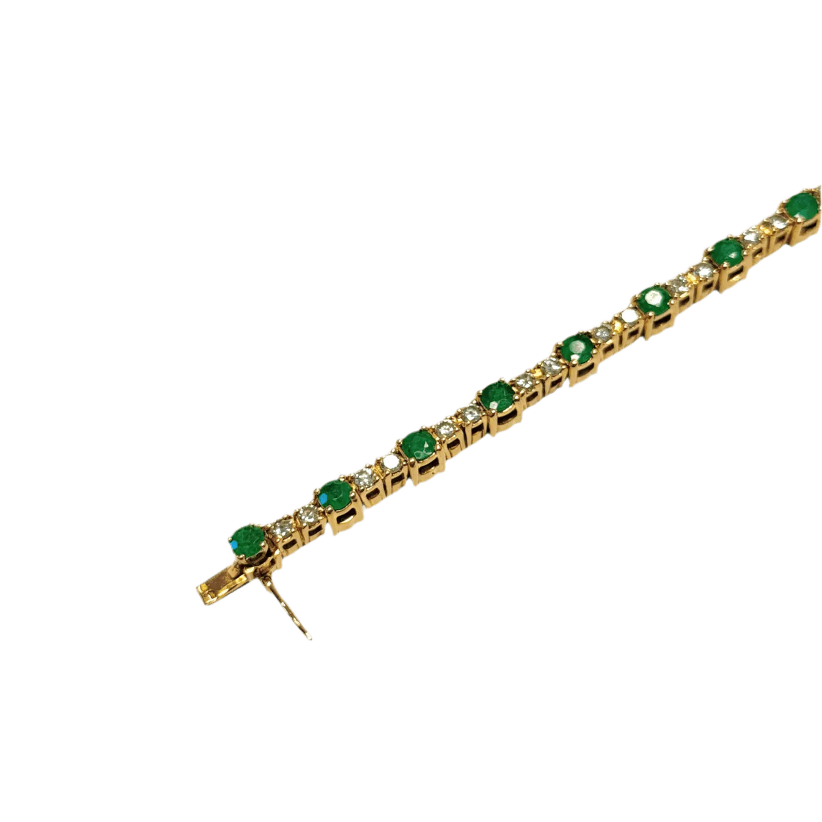 Bracelet Ligne en or jaune, émeraudes et diamants - Image 5