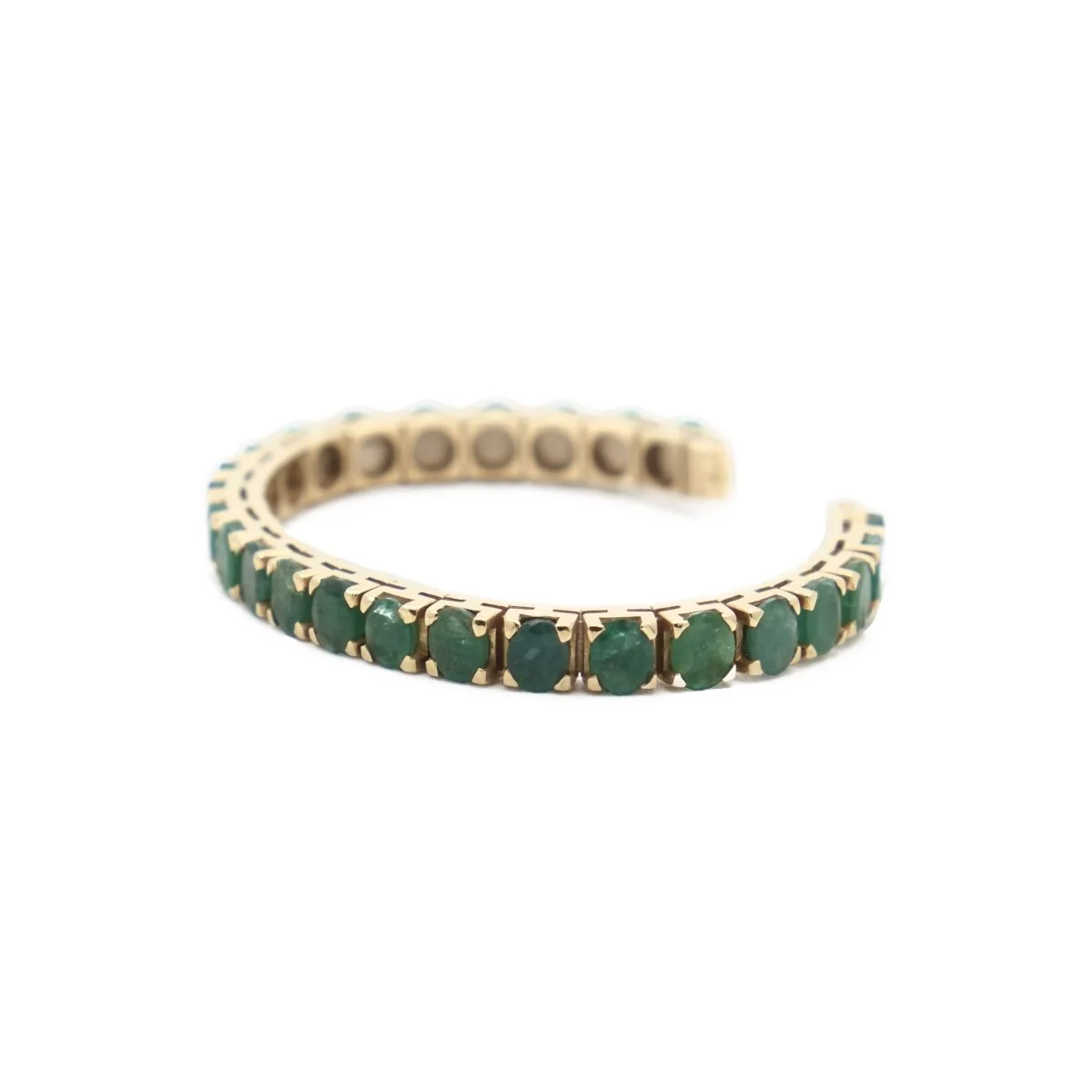 Bracelet Jonc en or jaune et émeraudes - Image 4