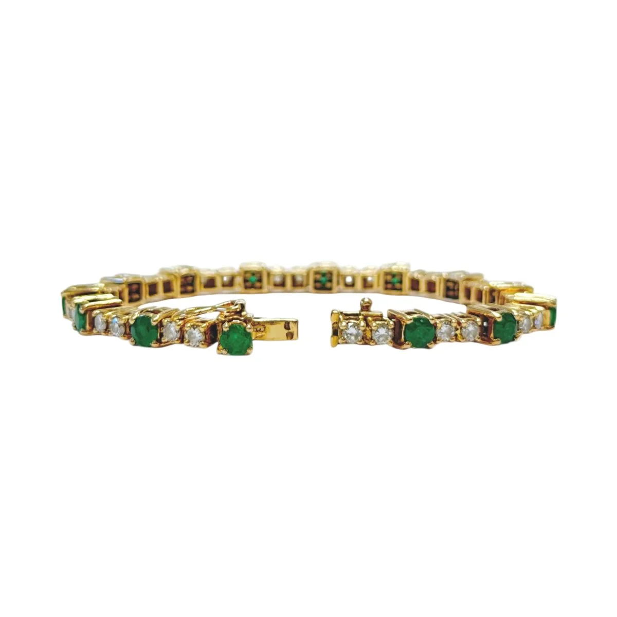 Bracelet Ligne en or jaune, émeraudes et diamants - Image 4