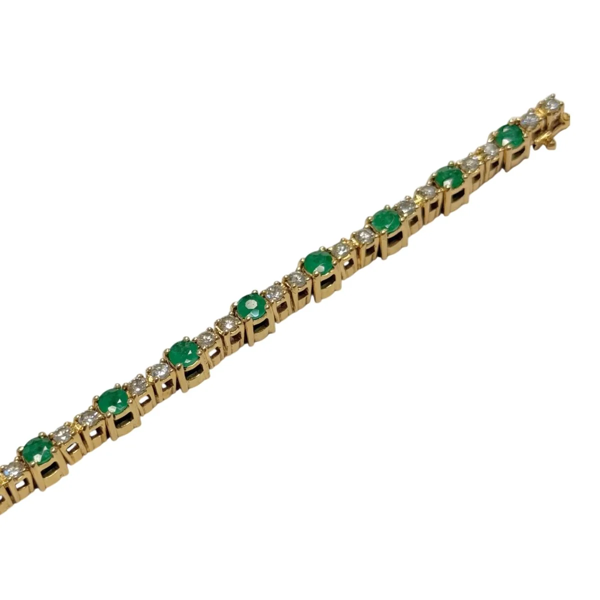 Bracelet Ligne en or jaune, émeraudes et diamants - Image 5