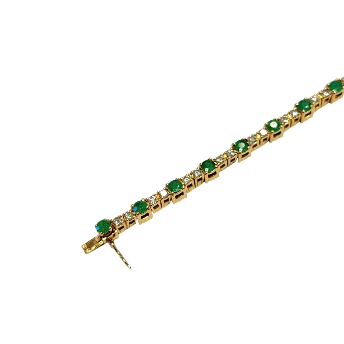 Bracelet Ligne en or jaune, émeraudes et diamants - Image 6