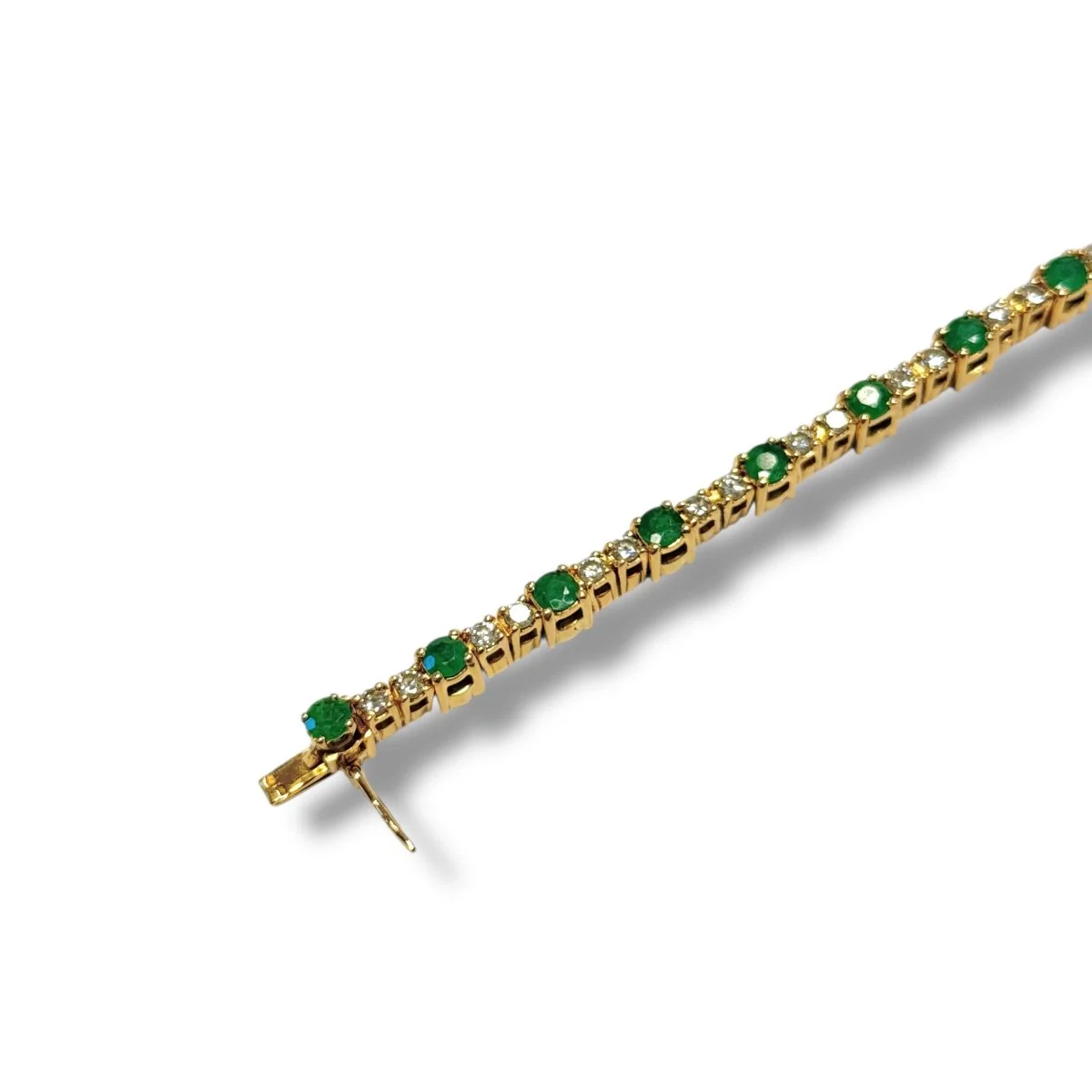 Bracelet émeraudes et diamants en or jaune - Image 4