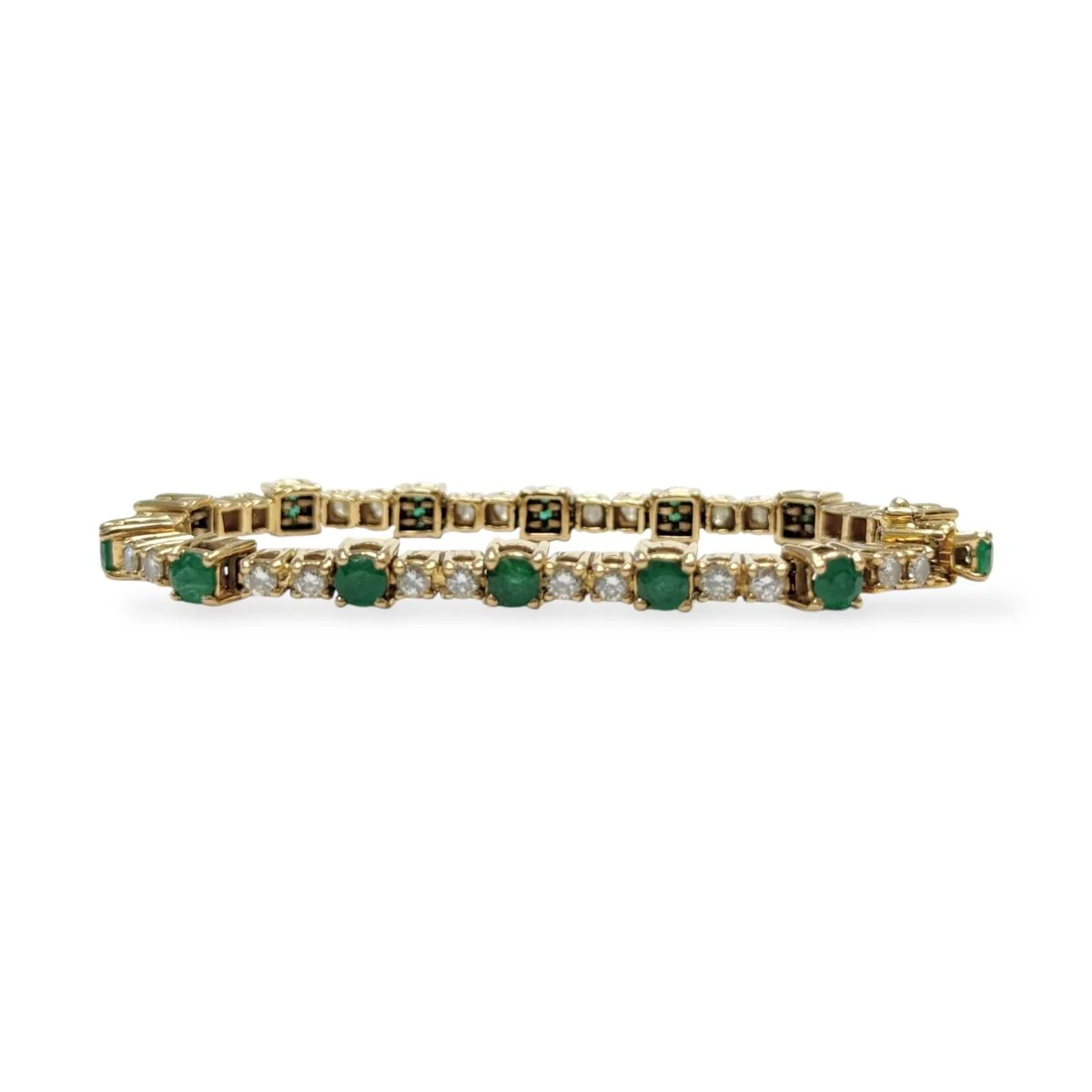 Bracelet émeraudes et diamants en or jaune - Image 7