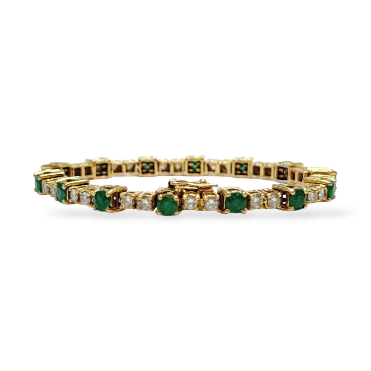 Bracelet émeraudes et diamants en or jaune - Image 8