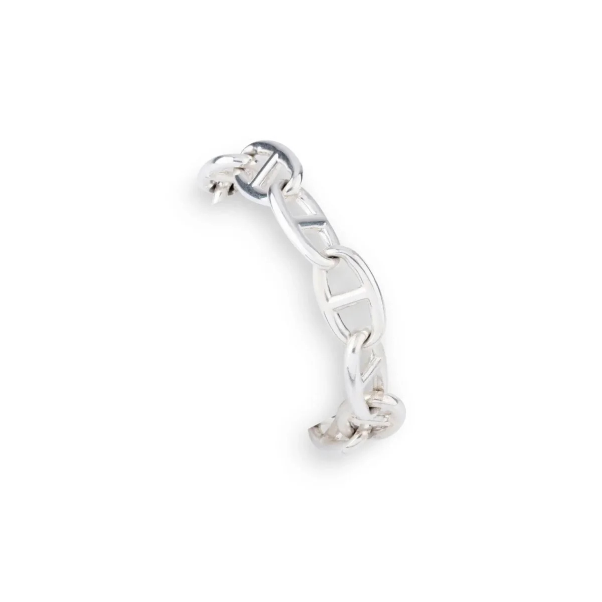 Bracelet en argent de la maison Hermès modèle iconique chaine d'ancre. - Image 2