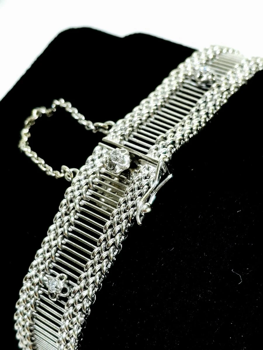 Bracelet en or blanc et diamants - Image 6