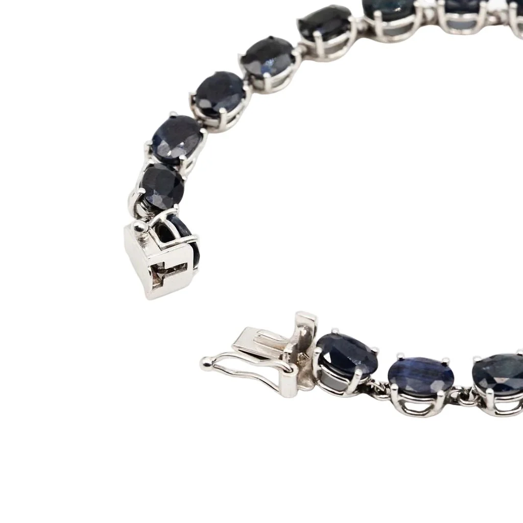 Bracelet en or blanc et saphirs - Image 6