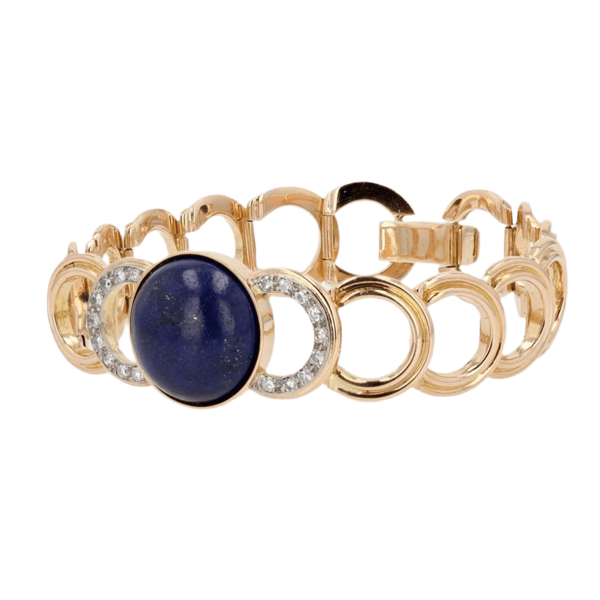 Bracelet Maille en or jaune, lapis-lazuli et diamants - Image 2