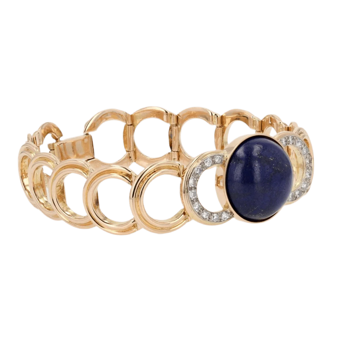 Bracelet Maille en or jaune, lapis-lazuli et diamants - Image 5