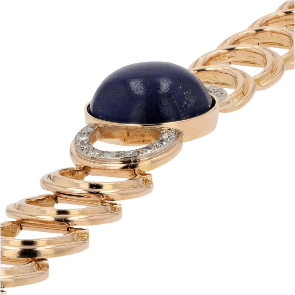 Bracelet Maille en or jaune, lapis-lazuli et diamants - Image 6