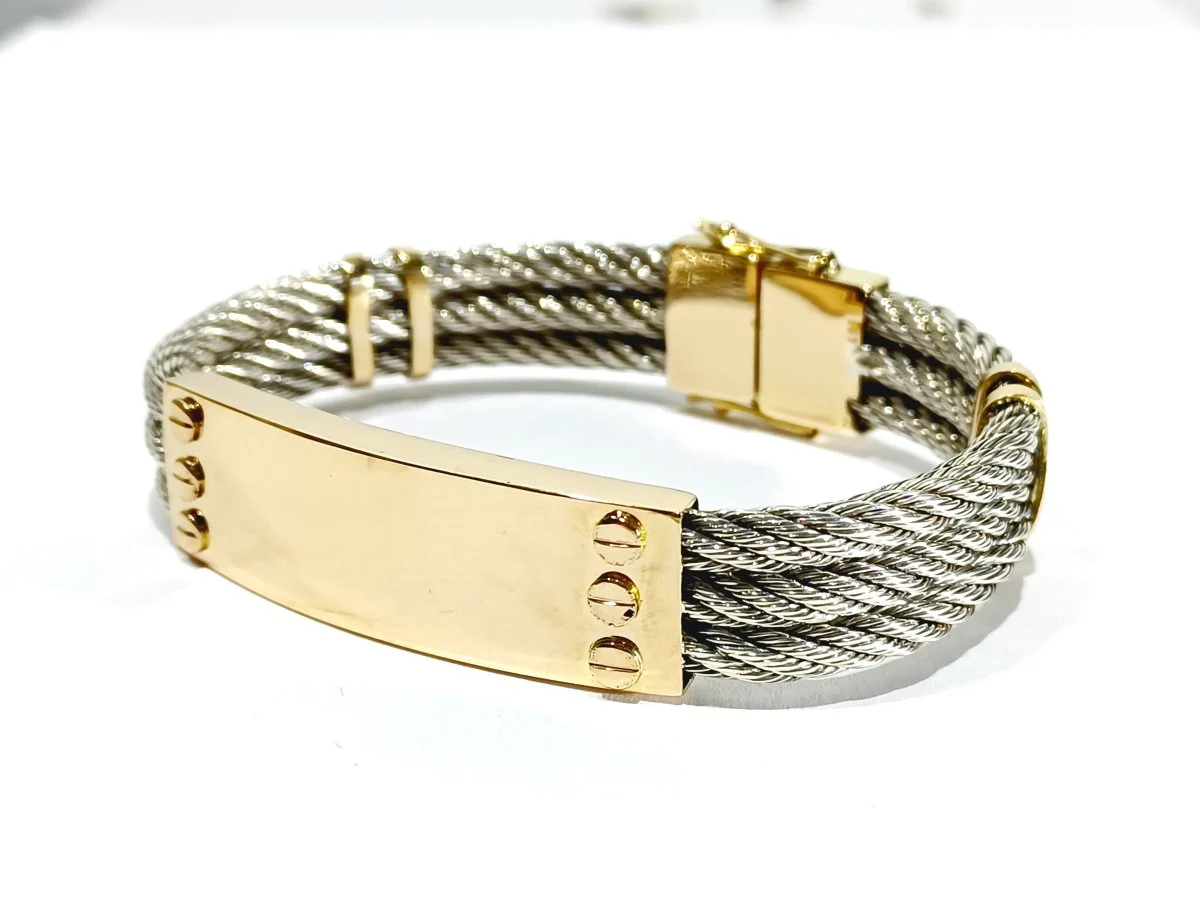 Bracelet en or jaune et argent - Image 3