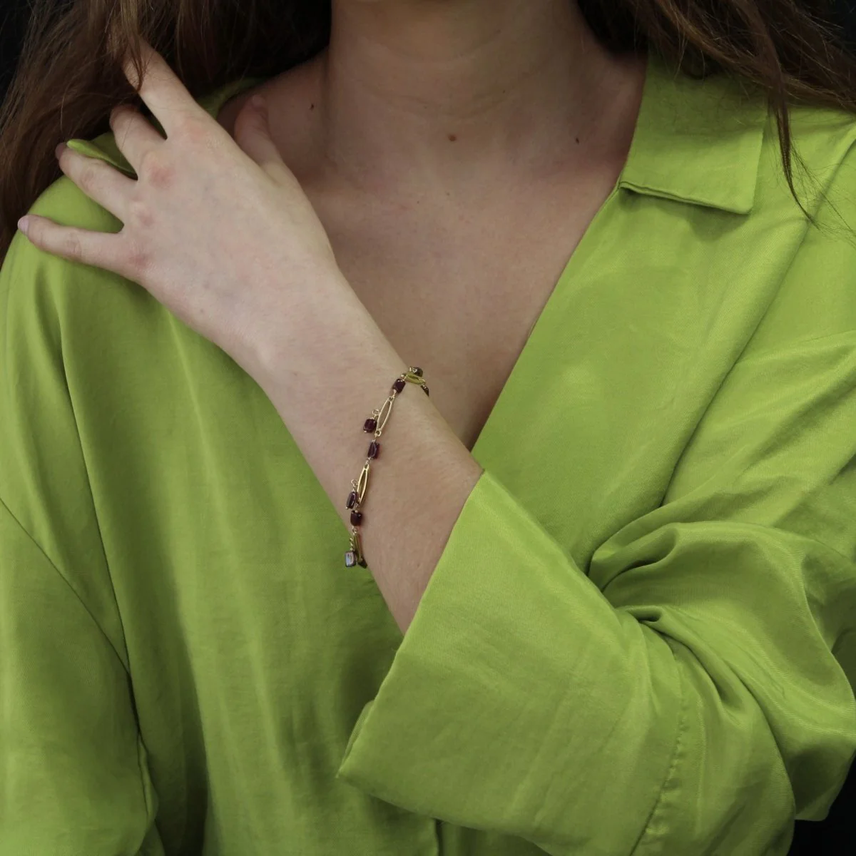 Bracelet ANCIEN en or jaune et grenats - Image 5
