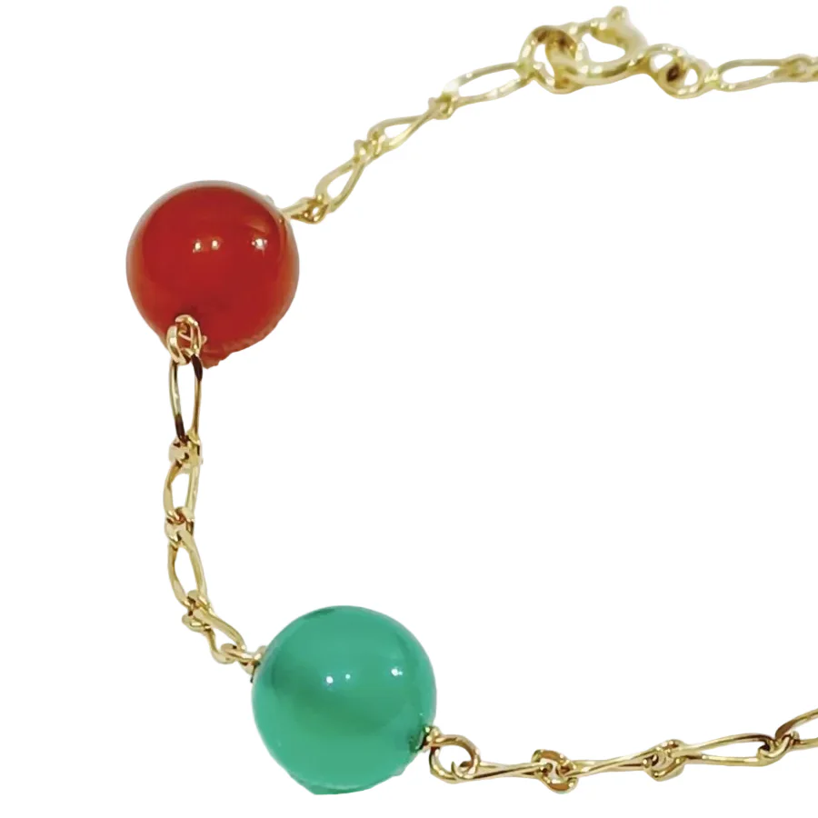 Bracelet Maille en or jaune et perles - Image 3