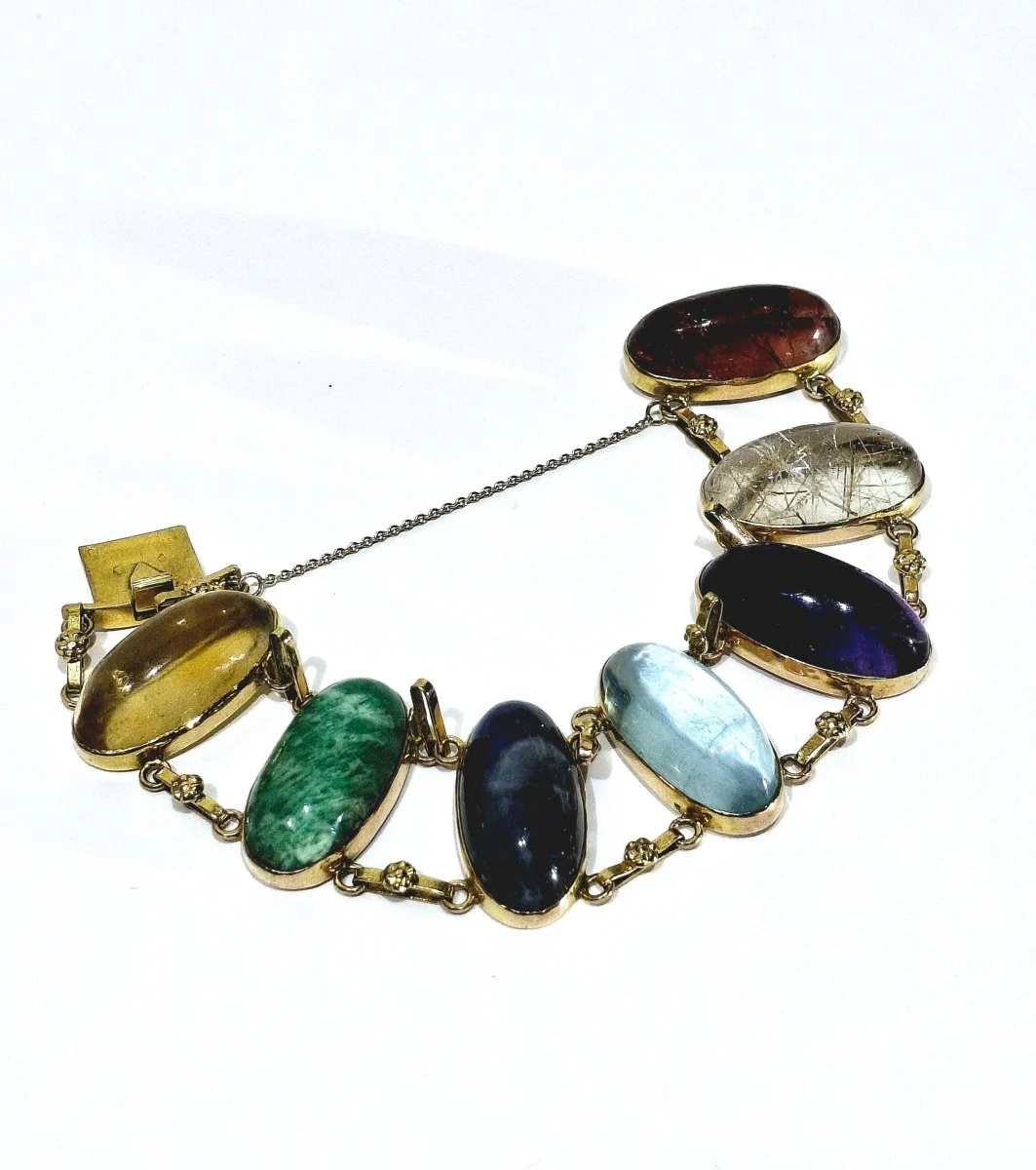 Bracelet en or champagne, citrine, tourmaline, quartz, pierre de lune, amazonite, labradorite et améthyste - Image 3
