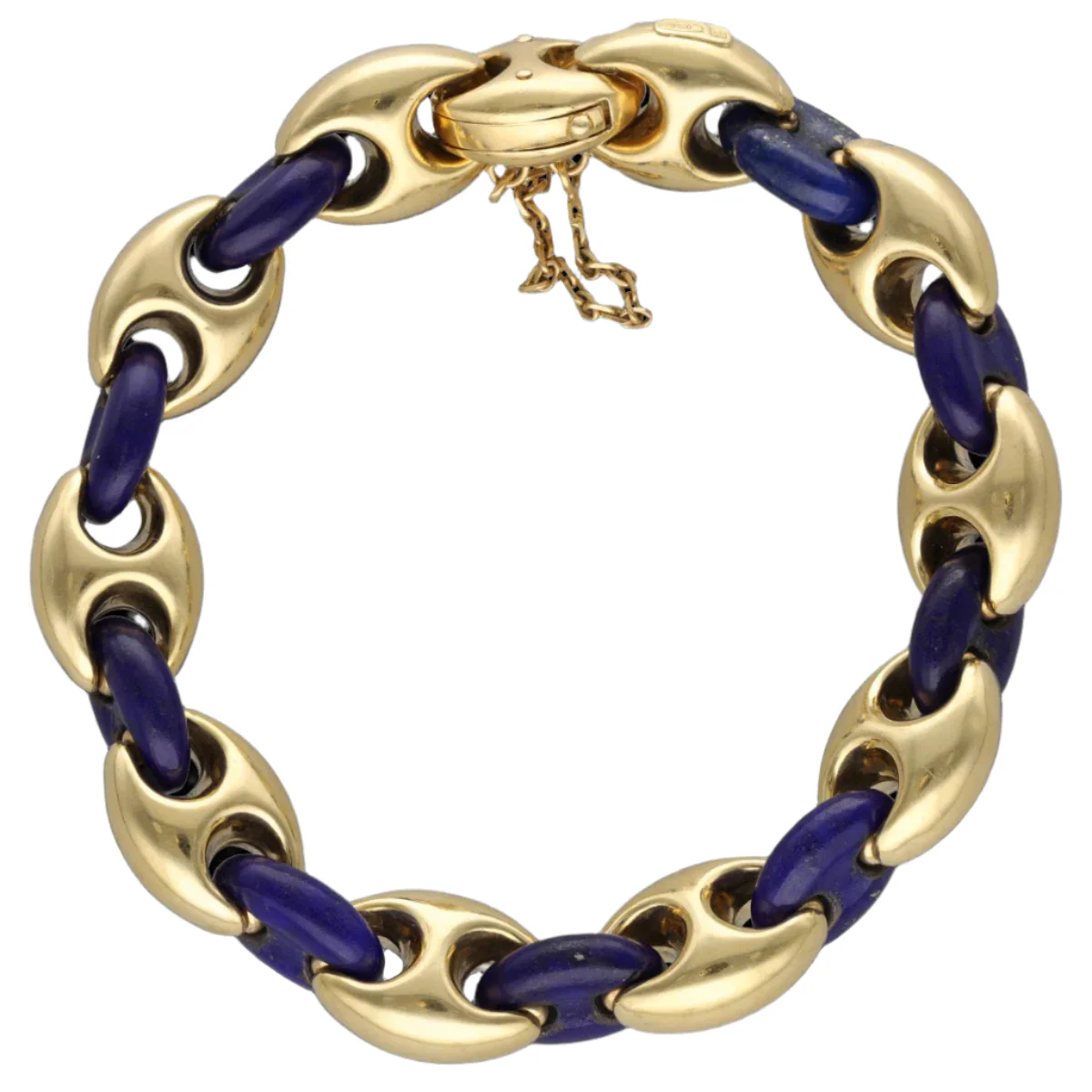 Bracelet en or jaune et lapis-lazuli