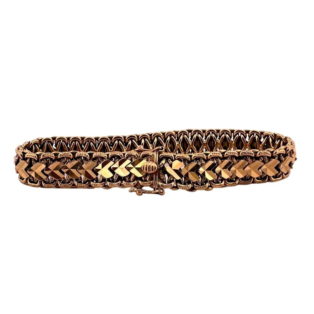 Bracelet en or jaune avec maillons en pointe de flèche